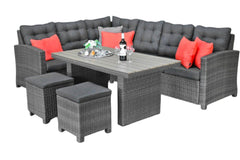 Las Palmas Dining Loungeset - Dark Grey / Hoge tafel, polywood / Rechts