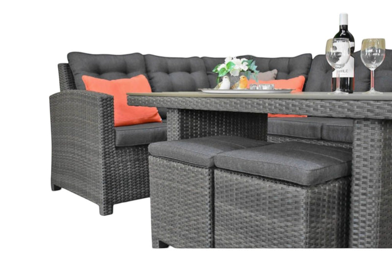 Las Palmas Dining Loungeset - Dark Grey / Hoge tafel, polywood / Rechts