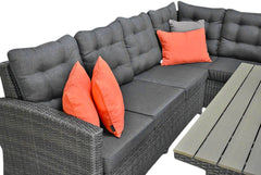 Las Palmas Dining Loungeset - Dark Grey / Hoge tafel, polywood / Links