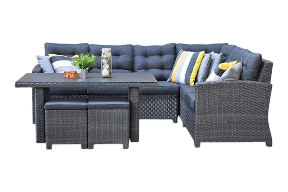 Las Palmas Dining Loungeset - Dark Grey / Hoge tafel, spraystone / Links