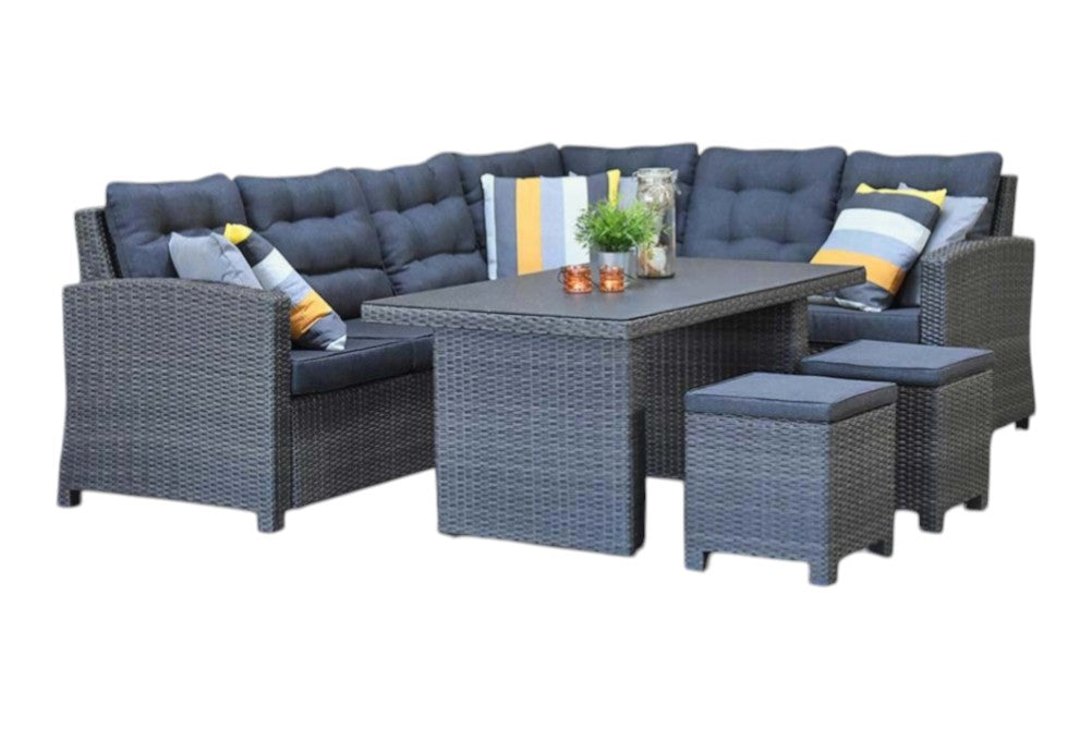 Las Palmas Dining Loungeset - Dark Grey / Hoge tafel, spraystone / Links