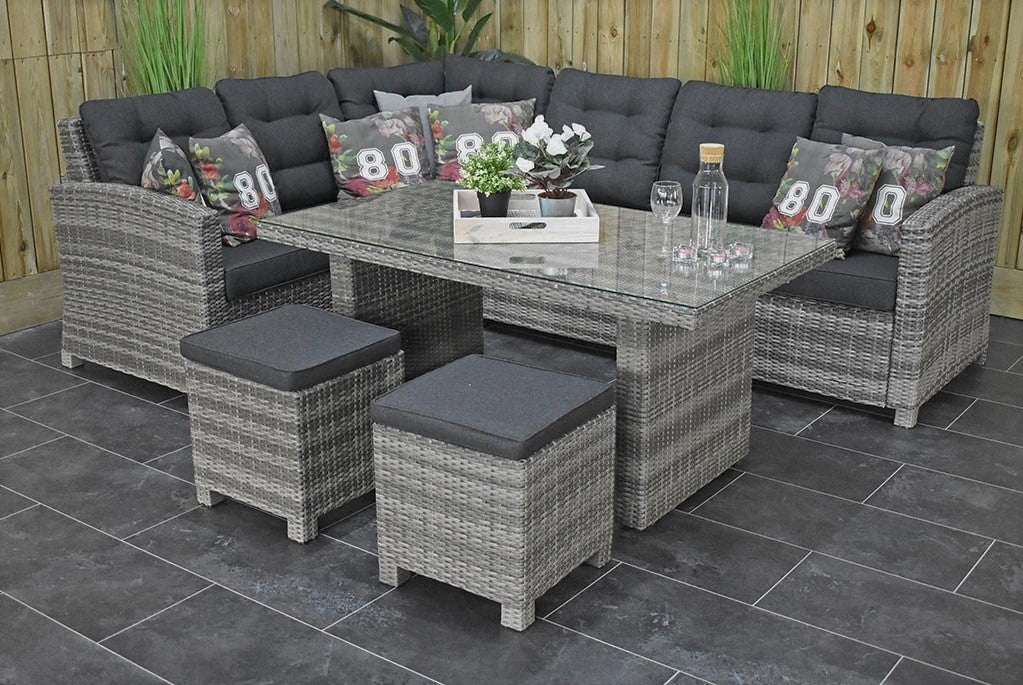 Outnest Las Palmas Light Grey hoekbank wicker detail