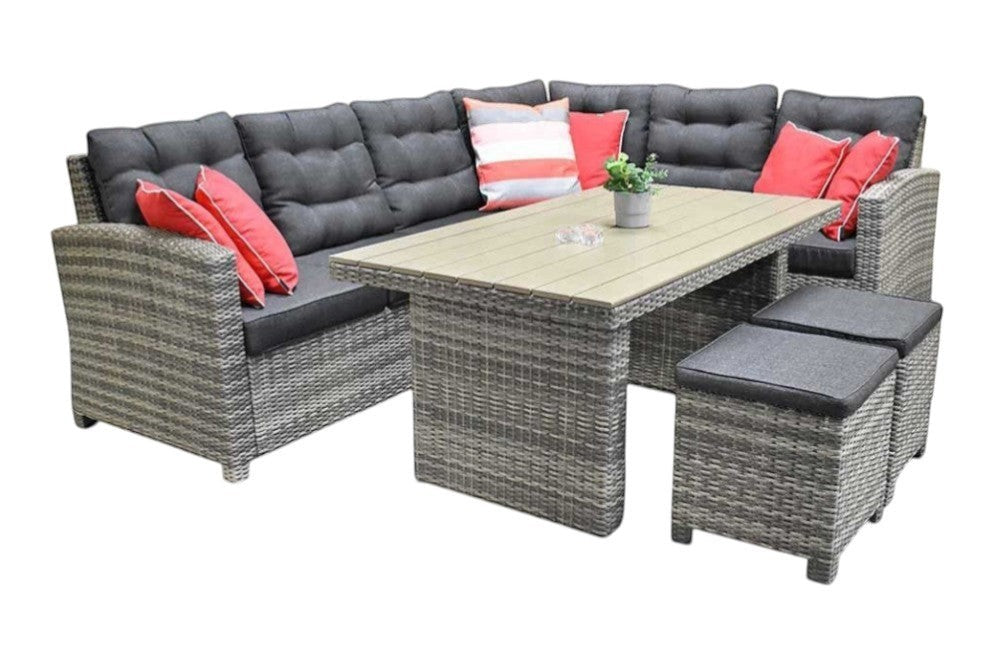 Las Palmas Dining Loungeset - Light Grey / Hoge tafel, polywood / Links