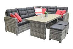 Las Palmas Dining Loungeset - Light Grey / Hoge tafel, polywood / Links