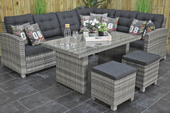 Outnest Las Palmas Dining Loungeset Light Grey glas bank rechts vooraanzicht