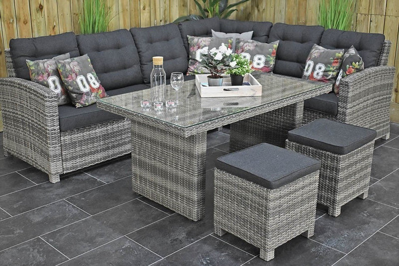 Outnest Las Palmas Dining Loungeset Light Grey glas bank rechts vooraanzicht