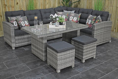 Outnest Las Palmas Light Grey hoekbank wicker detail