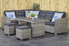 Outnest Las Palmas Dining Loungeset Light Grey spraystone bank links vooraanzicht