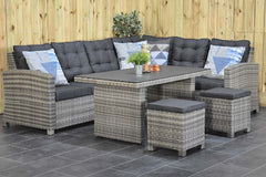 Outnest Las Palmas Dining Loungeset Light Grey spraystone bank rechts vooraanzicht