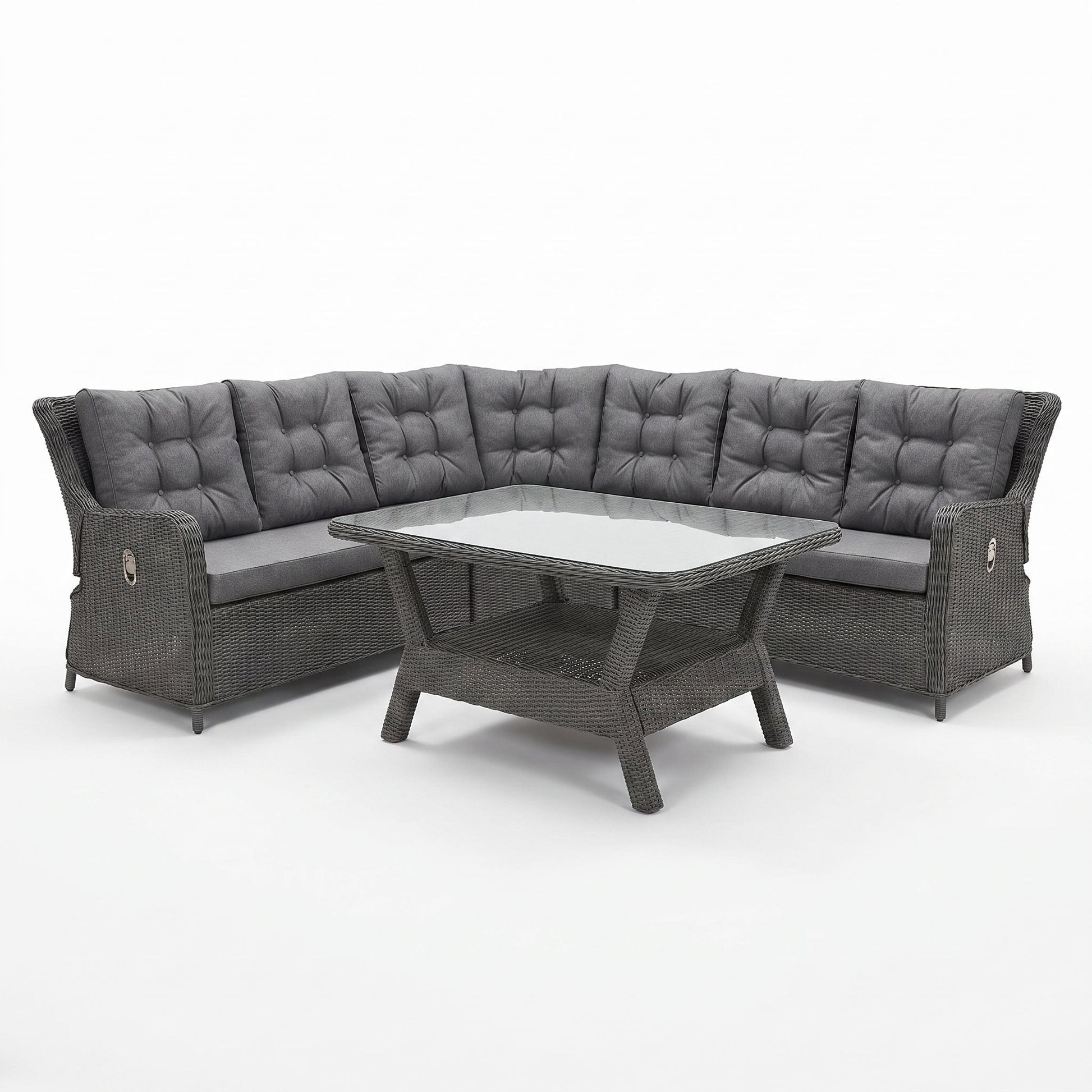 Madrid Verstellbare Eckbank mit Ablagetisch Rock Grey - Studiofoto - Outnest