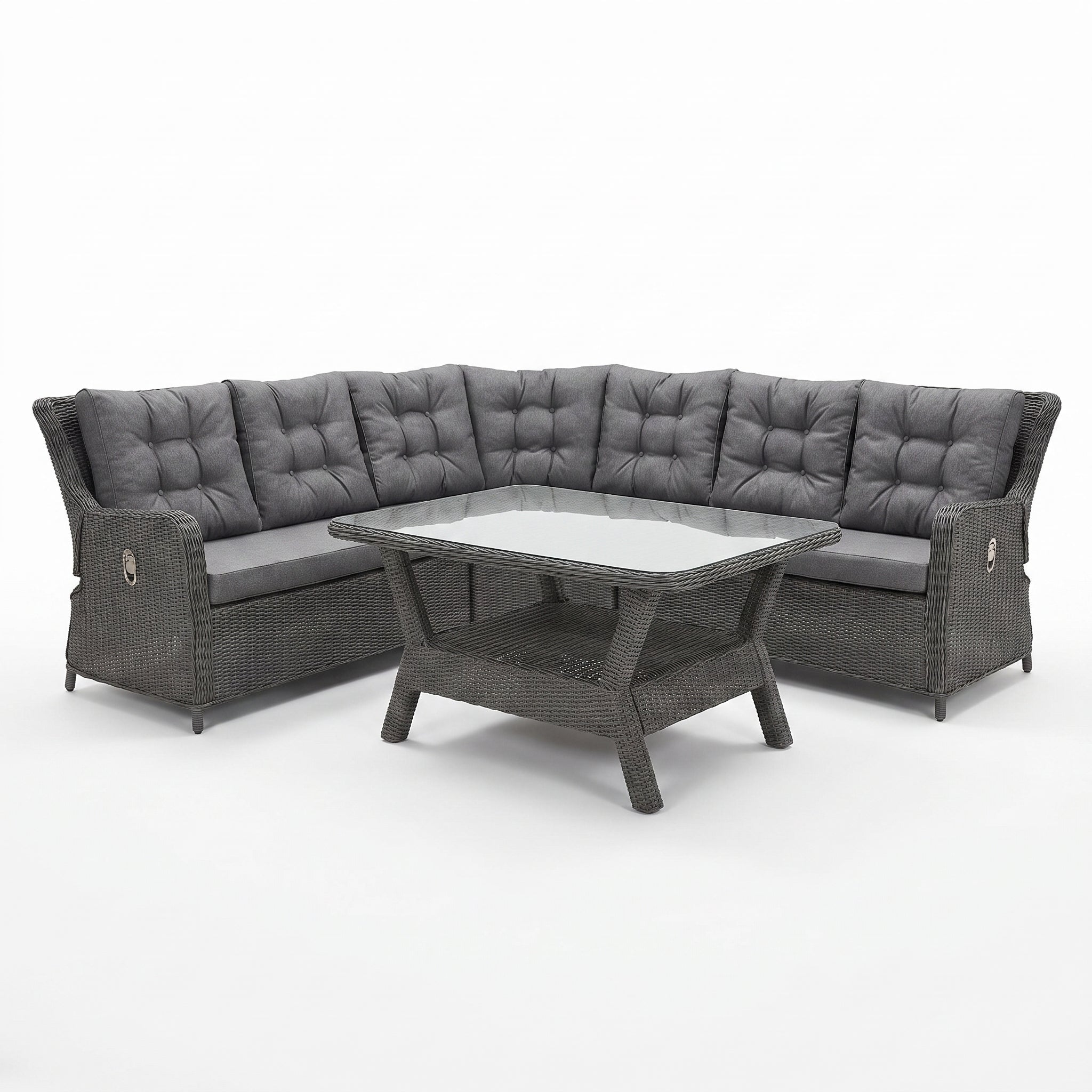 Madrid Verstellbare Eckbank mit Ablagetisch Rock Grey - Studiofoto - Outnest