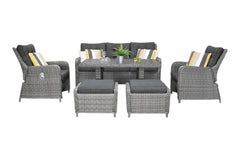 Madrid Verstelbare Dining Loungeset 3-zits + 2 stoelen - Spraystone / Kobo Grey / Hoog
