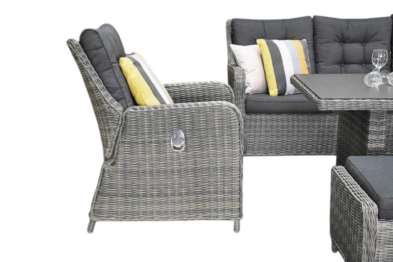 Madrid Verstelbare Dining Loungeset 3-zits + 2 stoelen - Spraystone / Kobo Grey / Hoog