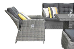 Madrid Verstelbare Dining Loungeset 3-zits + 2 stoelen - Spraystone / Kobo Grey / Hoog