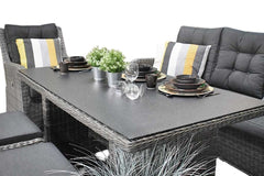 Madrid Verstelbare Dining Loungeset 3-zits + 2 stoelen - Spraystone / Kobo Grey / Hoog XL
