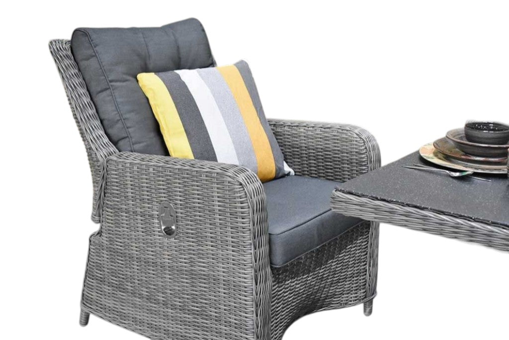 Madrid Verstelbare Dining Loungeset 3-zits + 2 stoelen - Spraystone / Kobo Grey / Hoog XL