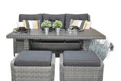 Madrid Verstelbare Dining Loungeset 3-zits + 2 stoelen - Spraystone / Kobo Grey / Hoog XL