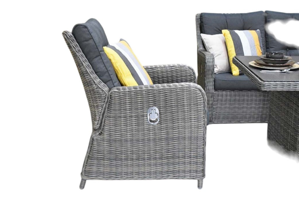Madrid Verstelbare Dining Loungeset 3-zits + 2 stoelen - Spraystone / Kobo Grey / Hoog XL