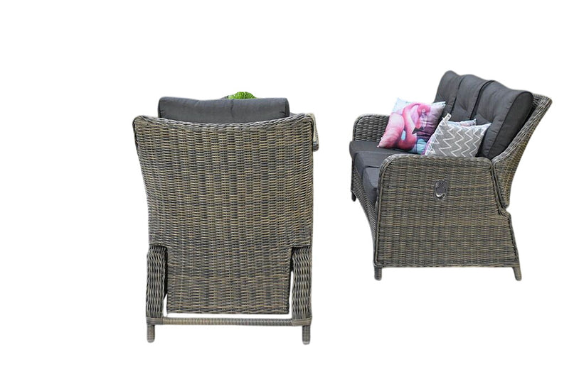 Madrid Verstelbare Dining Loungeset 3-zits + 2 stoelen - Glas / Kobo Grey / Hoog