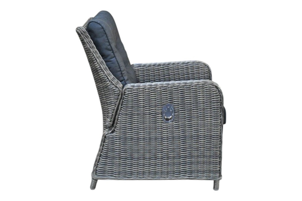 Madrid Verstelbare Dining Loungeset 3-zits + 2 stoelen - Spraystone / Kobo Grey / Vuurtafel 150 cm