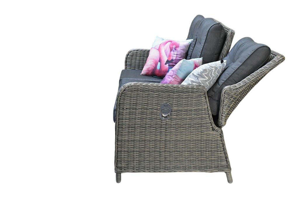Madrid Verstelbare Dining Loungeset 3-zits + 2 stoelen - Glas / Kobo Grey / Hoog