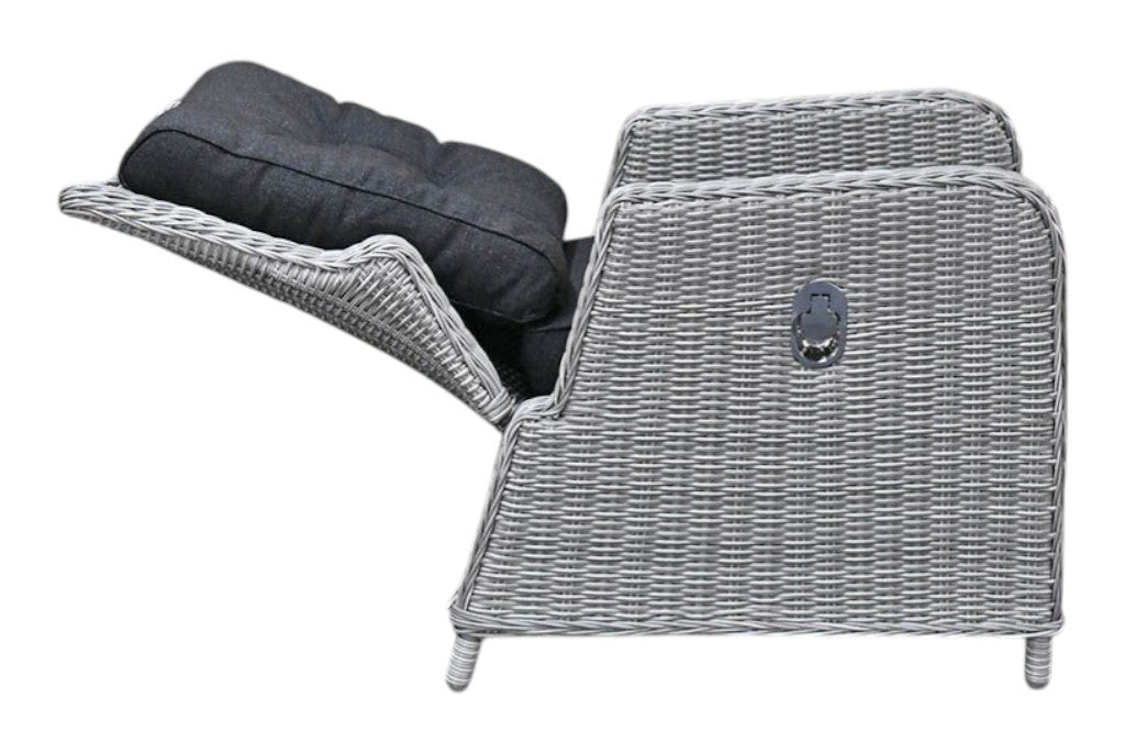 Madrid Verstelbare Dining Loungeset 4 Personen - Spraystone / Light Kobo Grey / Vuurtafel 120 cm