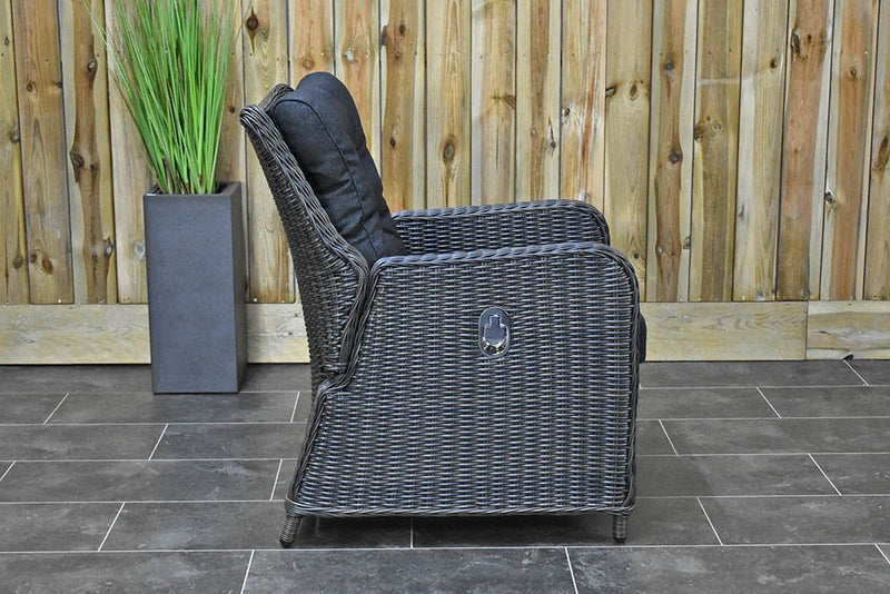 Madrid Verstellbares Loungemöbel für den Essbereich 3-Sitzer + 2 Stühle – Glas / Rock Grey / Hoch