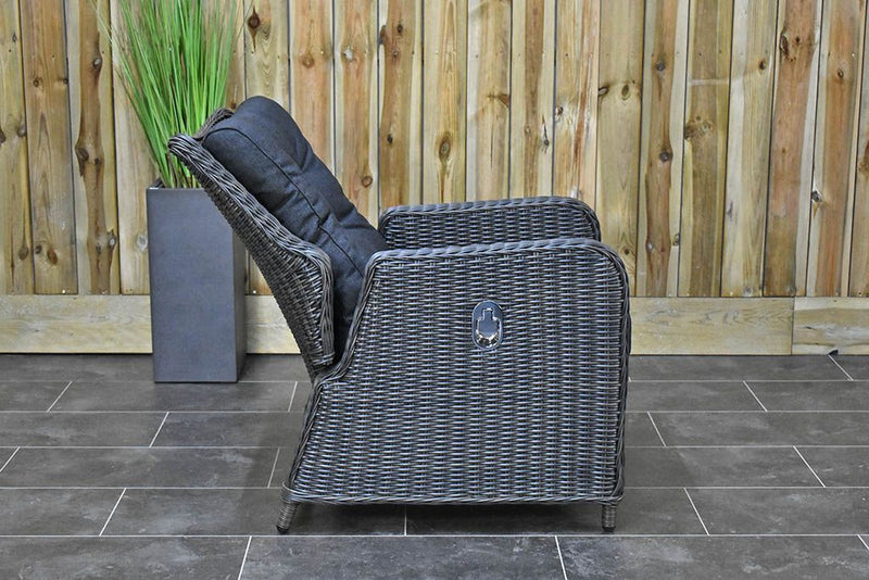 Madrid Verstellbares Loungemöbel für den Essbereich 3-Sitzer + 2 Stühle – Glas / Rock Grey / Hoch