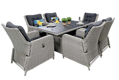 Madrid Verstelbare Dining Loungeset 6 Personen - Spraystone / Light Kobo Grey / Hoog XL