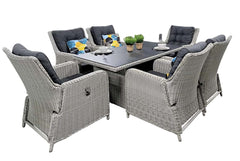 Madrid Verstelbare Dining Loungeset 6 Personen - Spraystone / Light Kobo Grey / Hoog XL