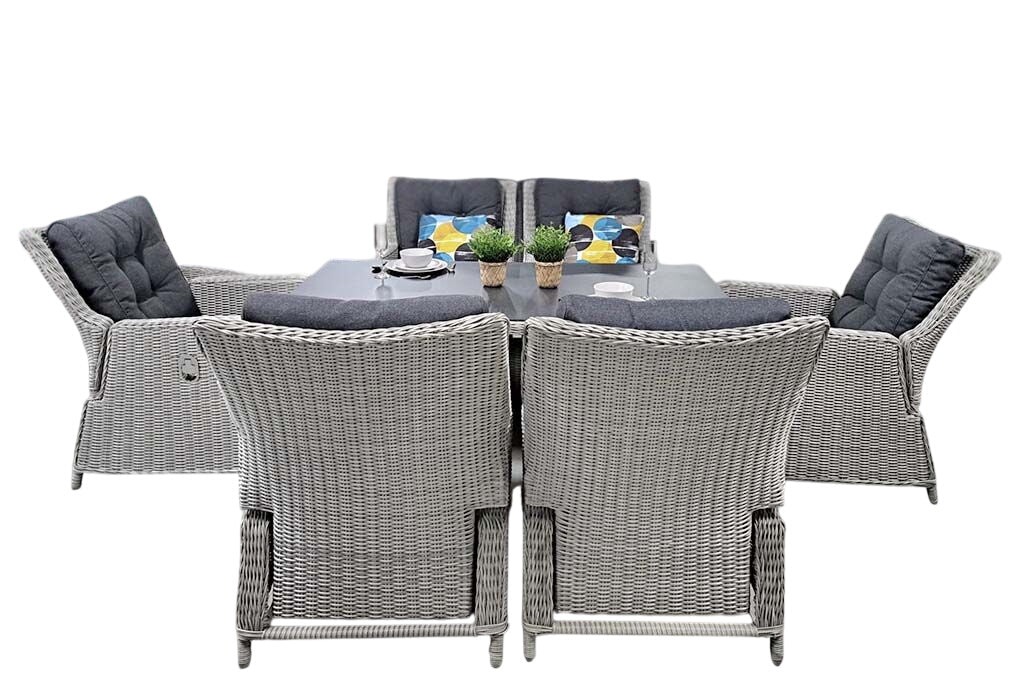 Madrid Verstelbare Dining Loungeset 6 Personen - Spraystone / Light Kobo Grey / Hoog XL