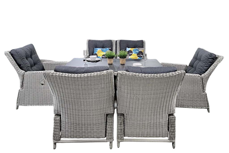 Madrid Verstelbare Dining Loungeset 6 Personen - Spraystone / Light Kobo Grey / Hoog XL