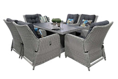 Madrid Verstelbare Dining Loungeset 6 Personen - Spraystone / Light Kobo Grey / Hoog XL