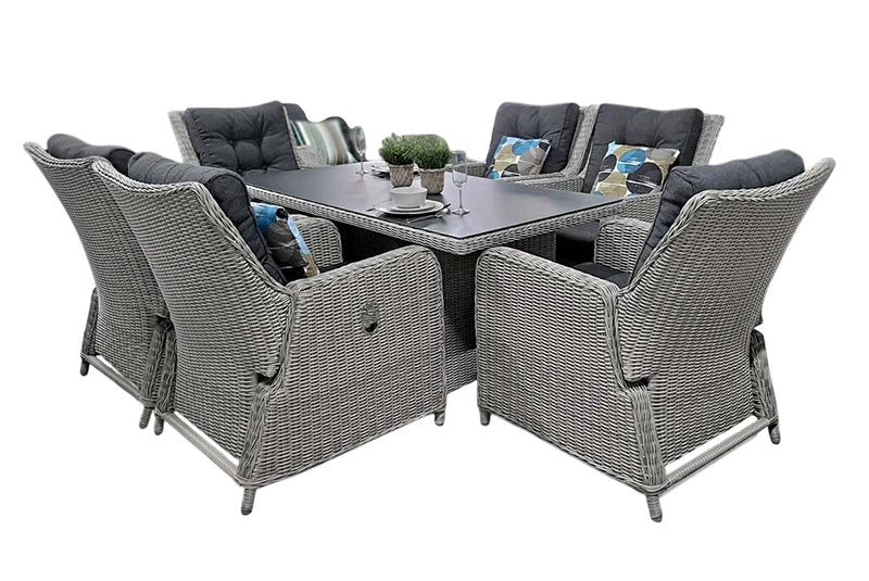 Madrid Verstelbare Dining Loungeset 6 Personen - Spraystone / Light Kobo Grey / Hoog XL