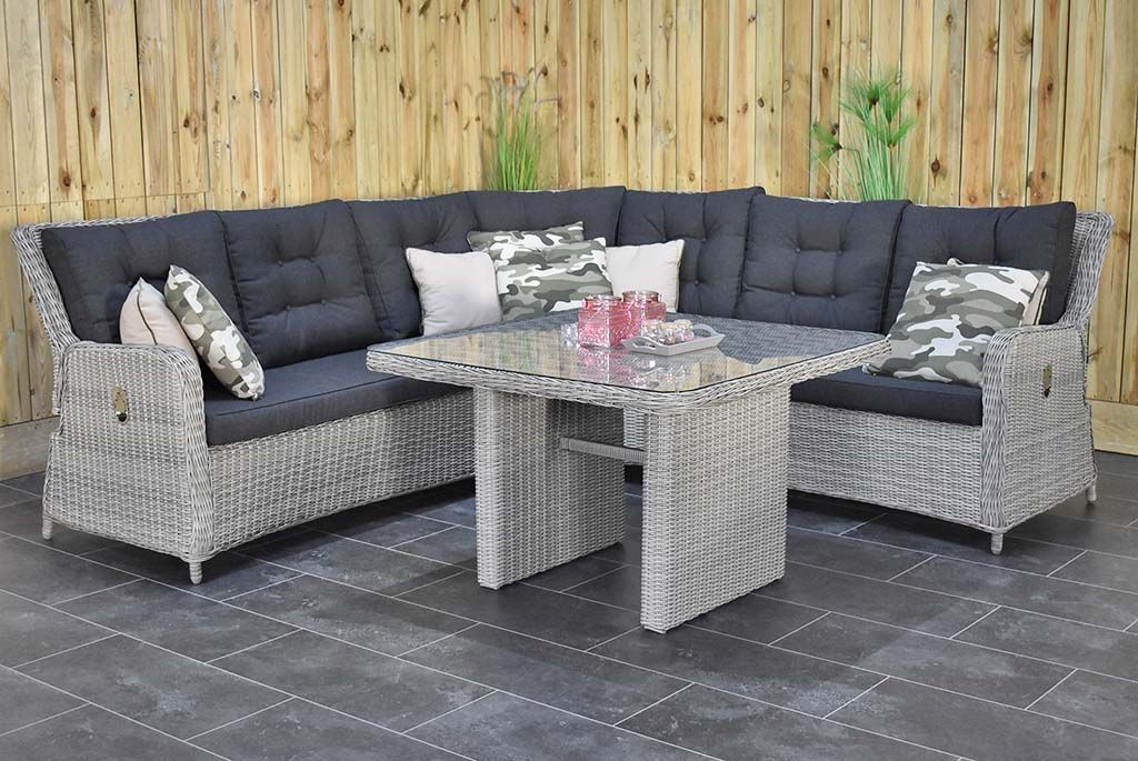 Madrid lounge dining hoekbank Light Kobo Grey - vooraanzicht - Outnest Prestige