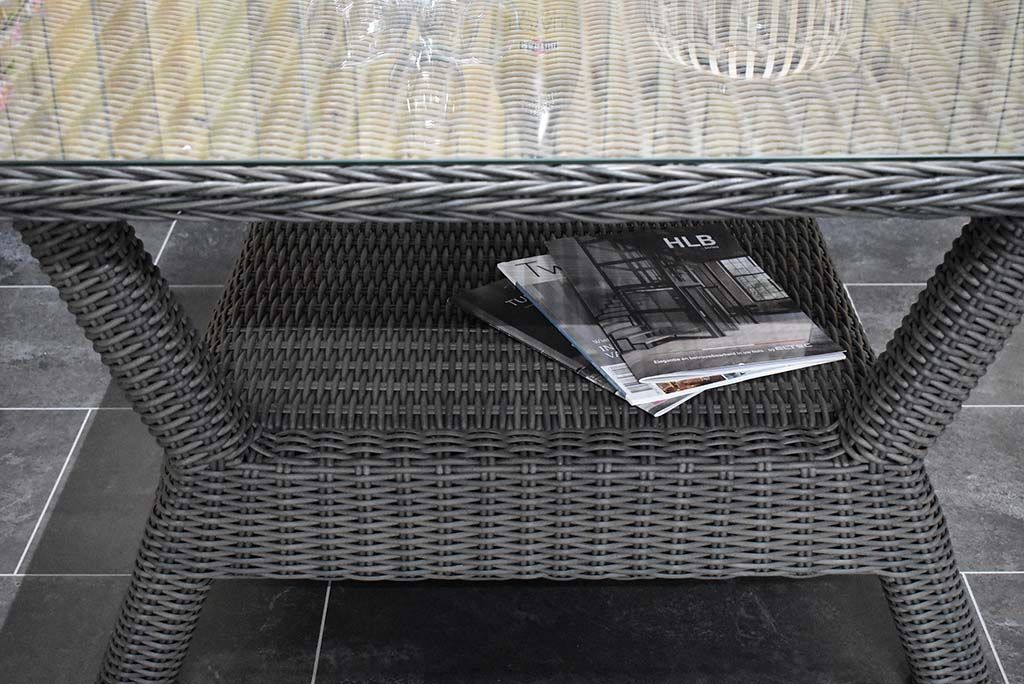 Madrid verstelbare hoekbank Rock Grey met schap-tafel - opstelling 2 - Outnest Prestige