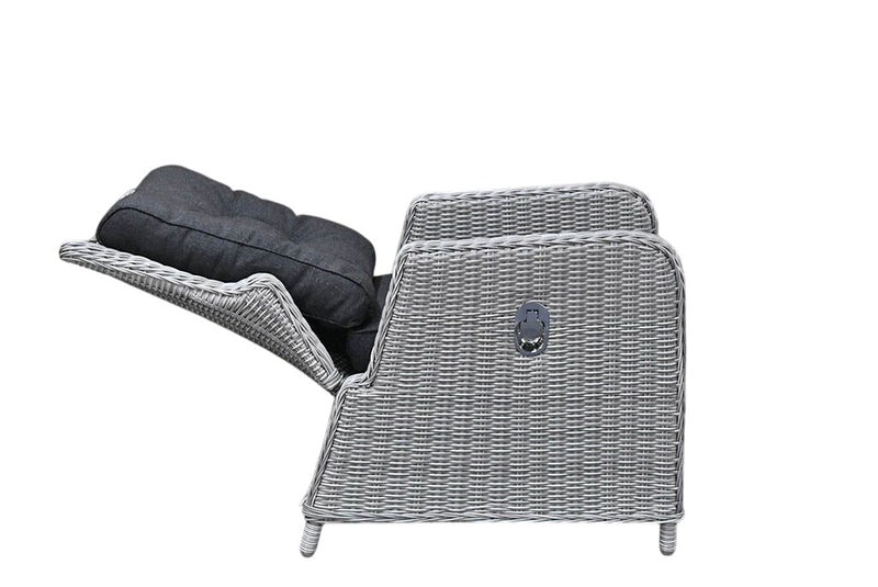 Madrid Verstelbare Loungeset - Spraystone / Light Kobo Grey / Vuurtafel 150 cm