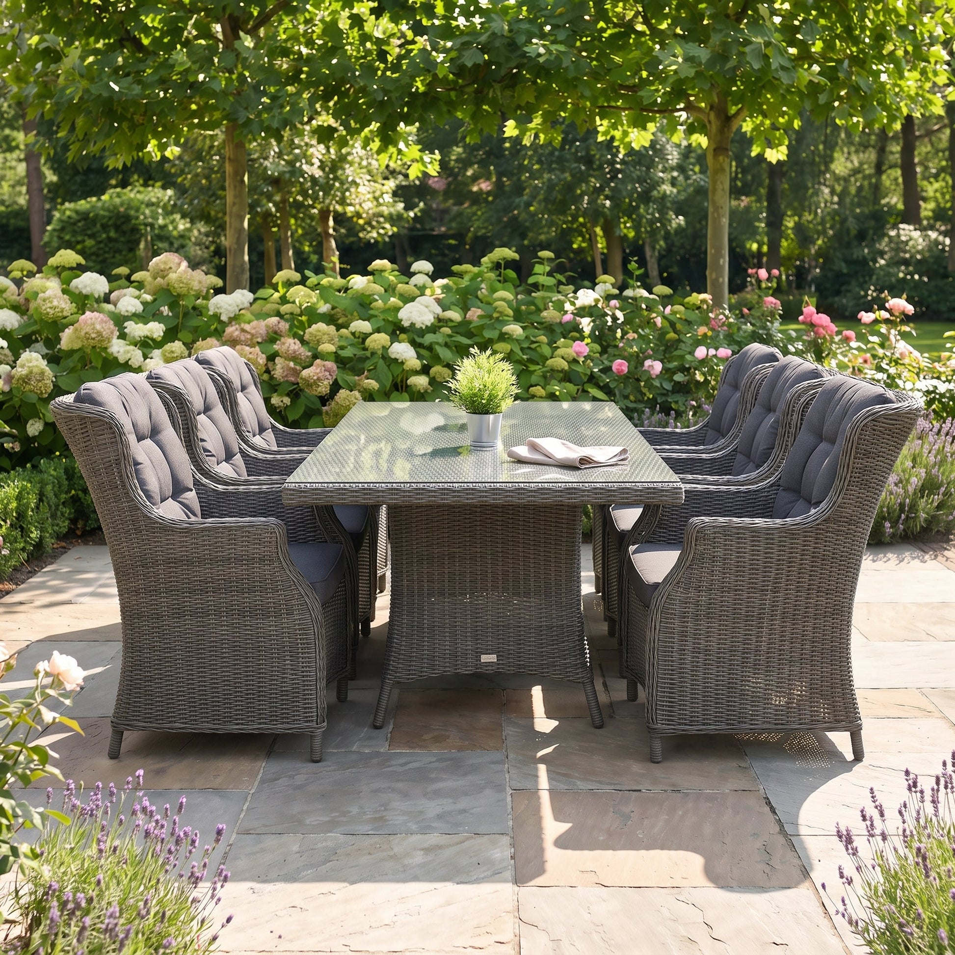 Menorca-Darwin Gartenset 6 Personen Glas Rock Grey - Outnest Gartenmöbel