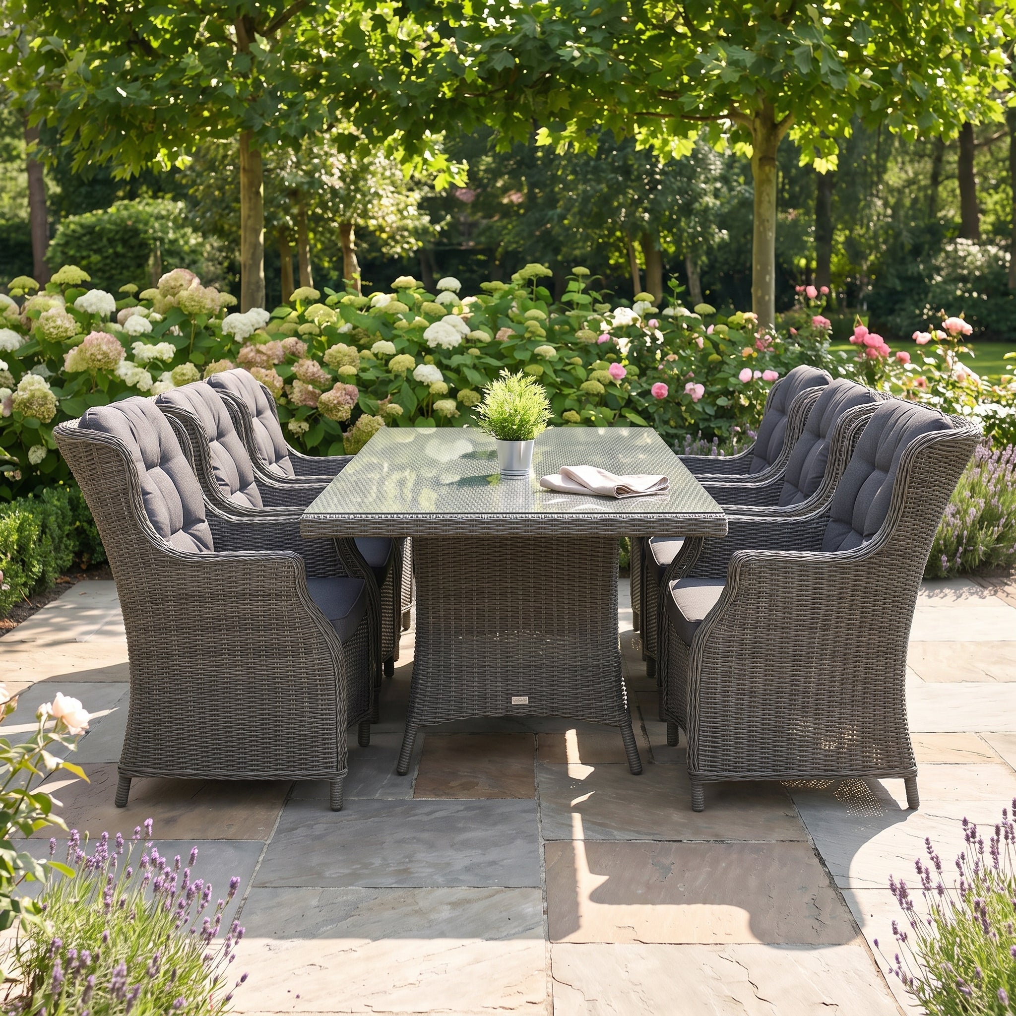 Menorca-Darwin Gartenset 6 Personen Glas Rock Grey - Outnest Gartenmöbel