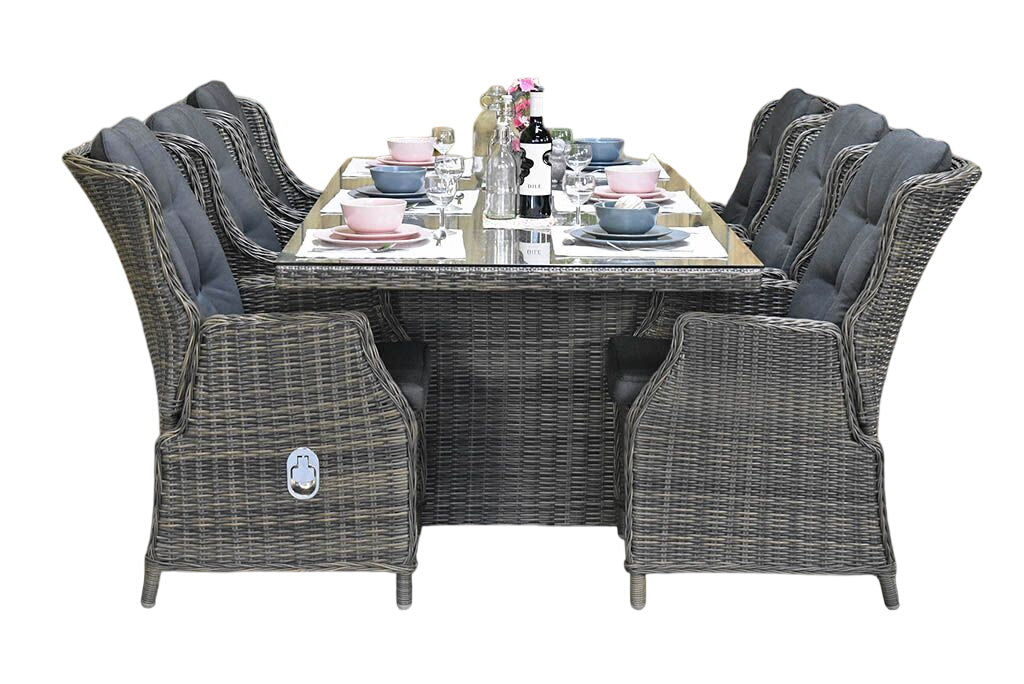 Menorca-Darwin verstelbare Tuinset 6 Personen - Kobo Grey