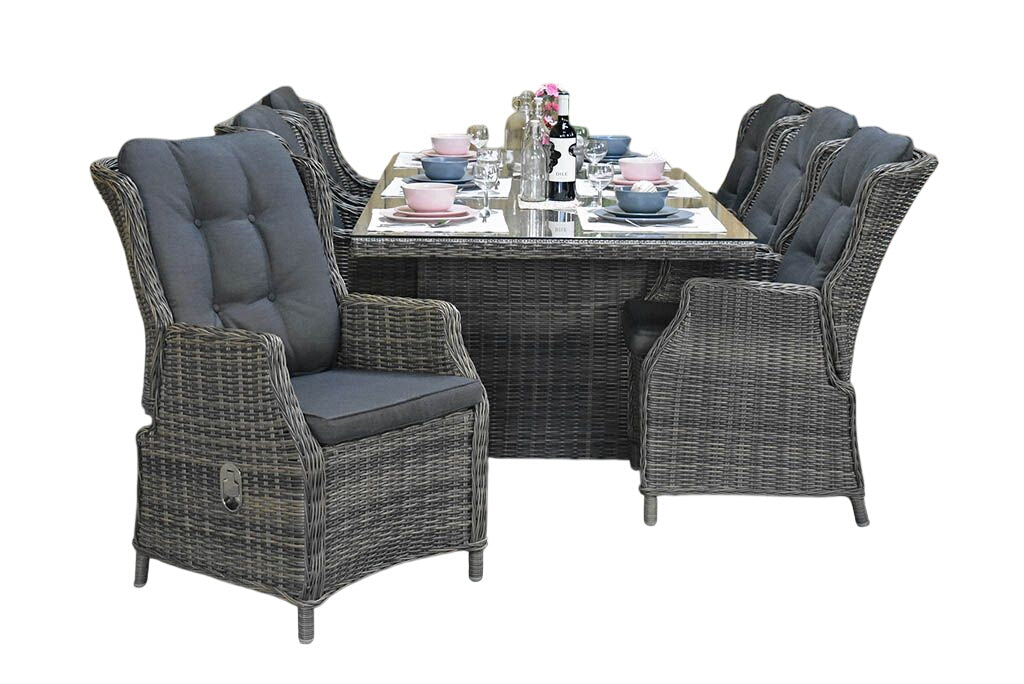 Menorca-Darwin verstelbare Tuinset 6 Personen - Kobo Grey