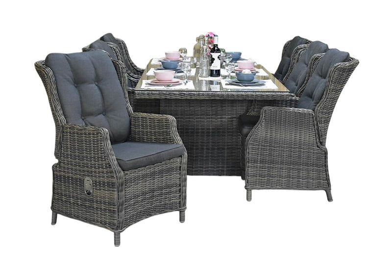 Menorca-Darwin verstelbare Tuinset 6 Personen - Kobo Grey