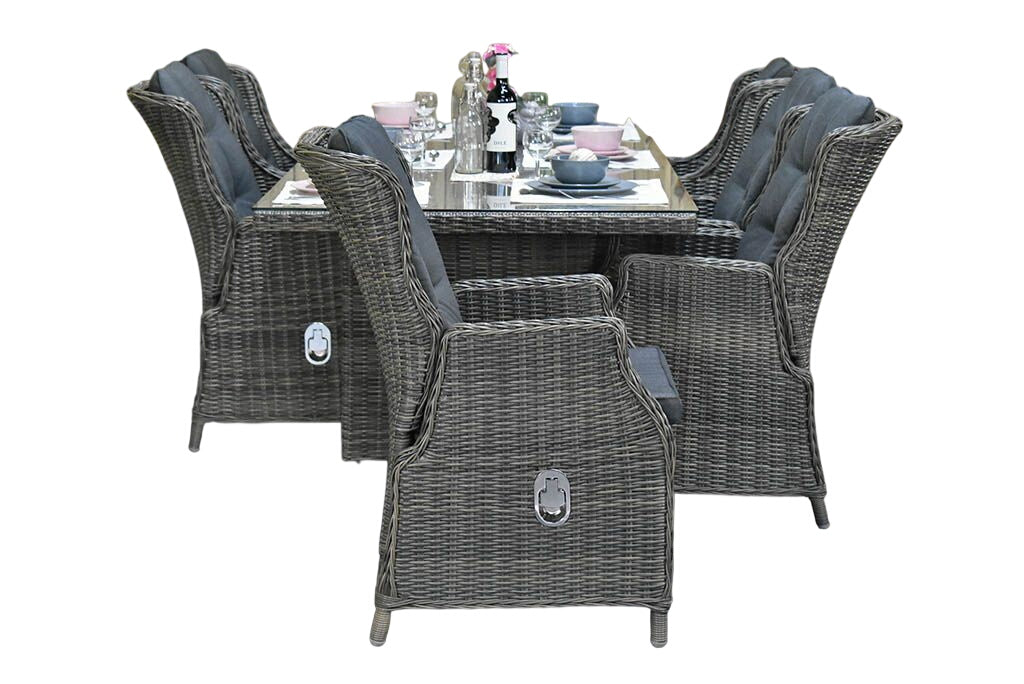 Menorca-Darwin verstelbare Tuinset 6 Personen - Kobo Grey