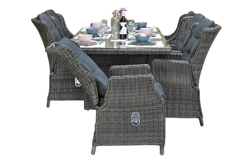 Menorca-Darwin verstelbare Tuinset 6 Personen - Kobo Grey