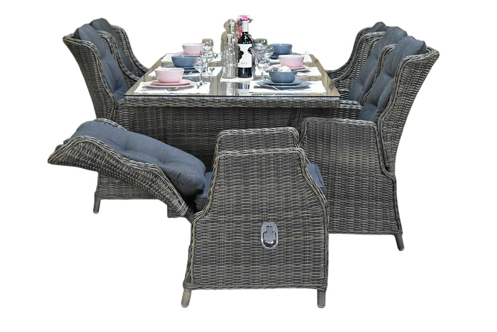 Menorca-Darwin verstelbare Tuinset 6 Personen - Kobo Grey