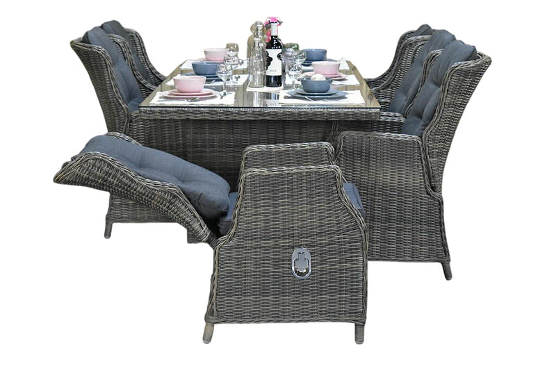 Menorca-Darwin verstelbare Tuinset 6 Personen - Kobo Grey