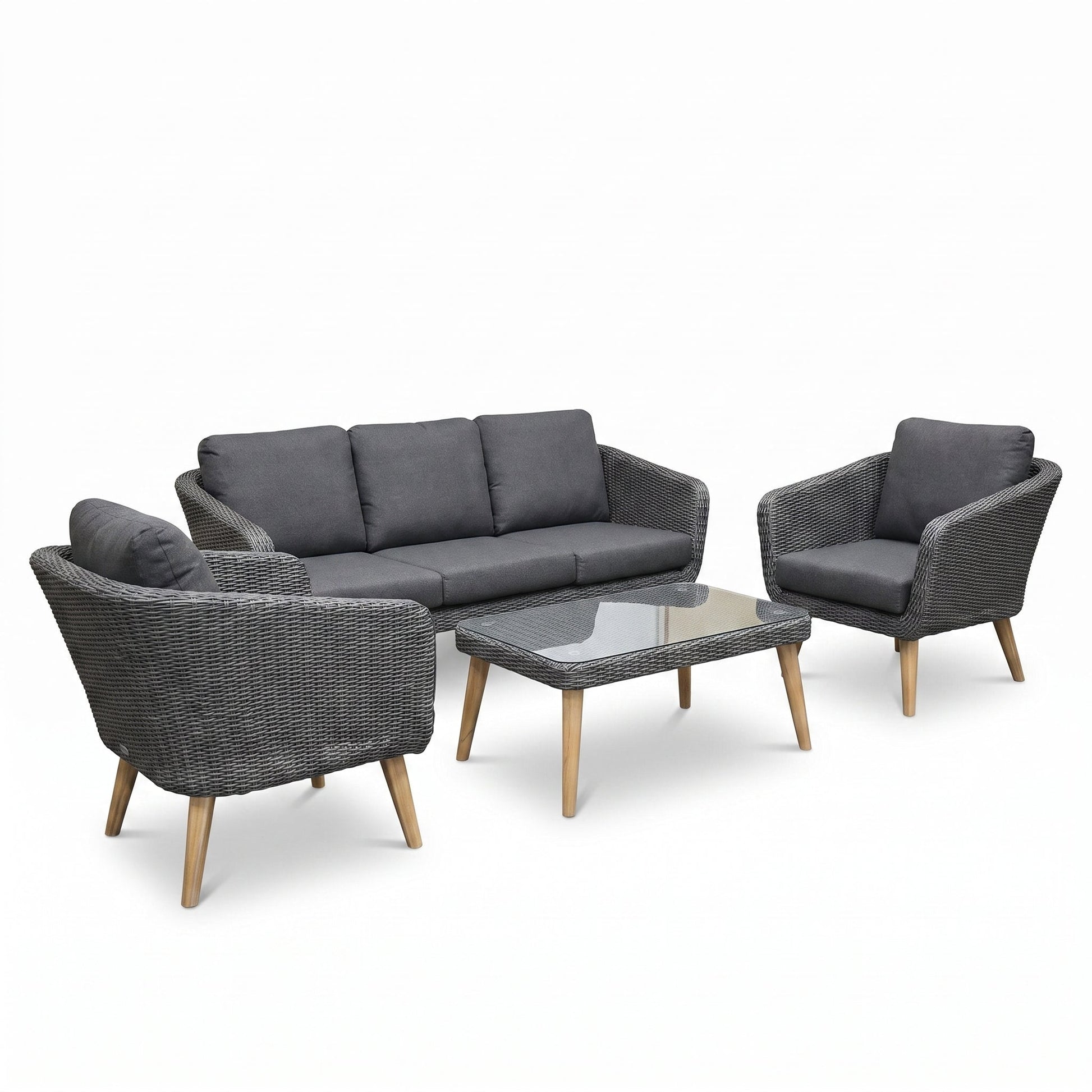 Milano Loungeset 3 zits + 2 stoelen - Anthracite in einem stimmungsvollen Garten - Outnest Gartenmöbel