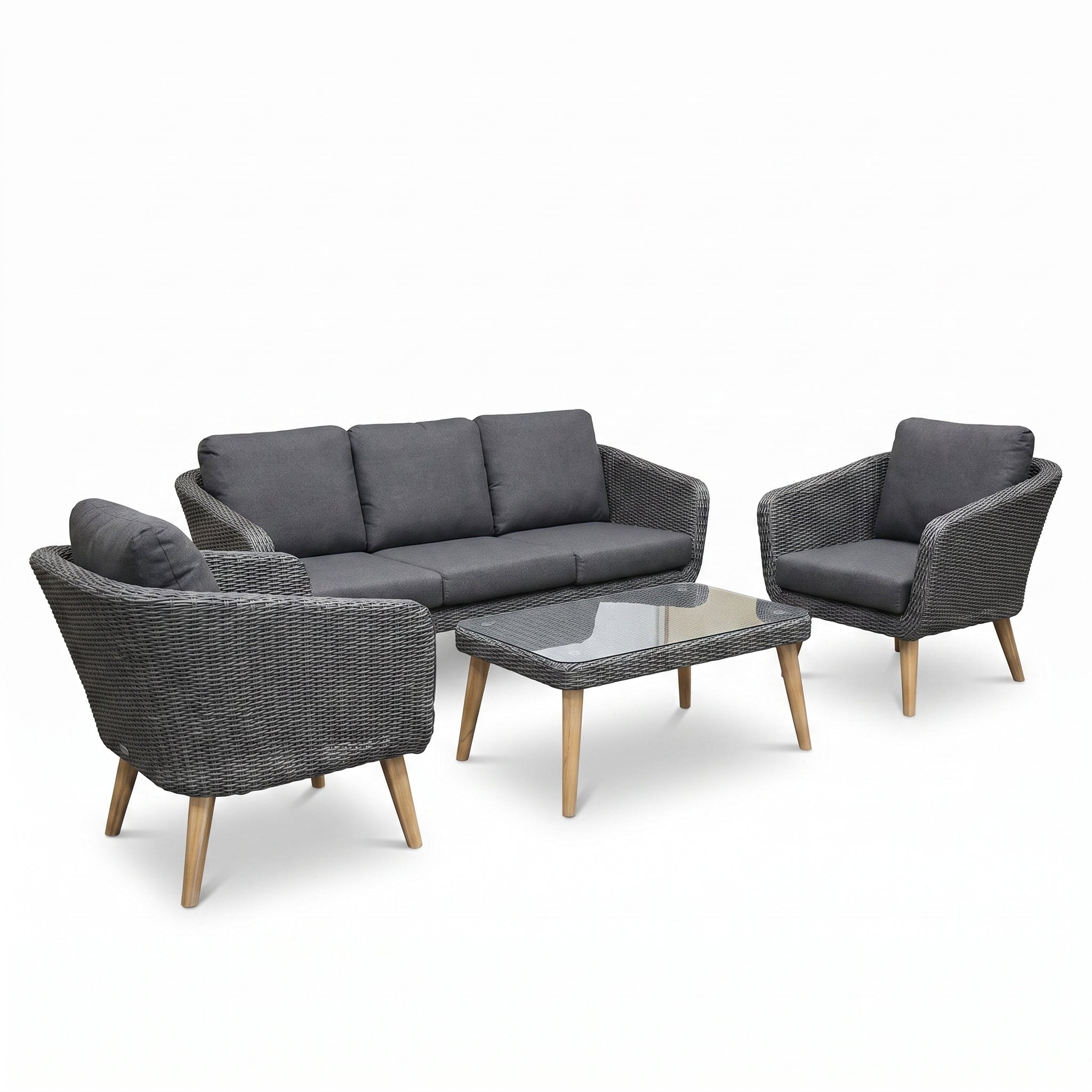 Milano Loungeset 3 zits + 2 stoelen - Anthracite in einem stimmungsvollen Garten - Outnest Gartenmöbel