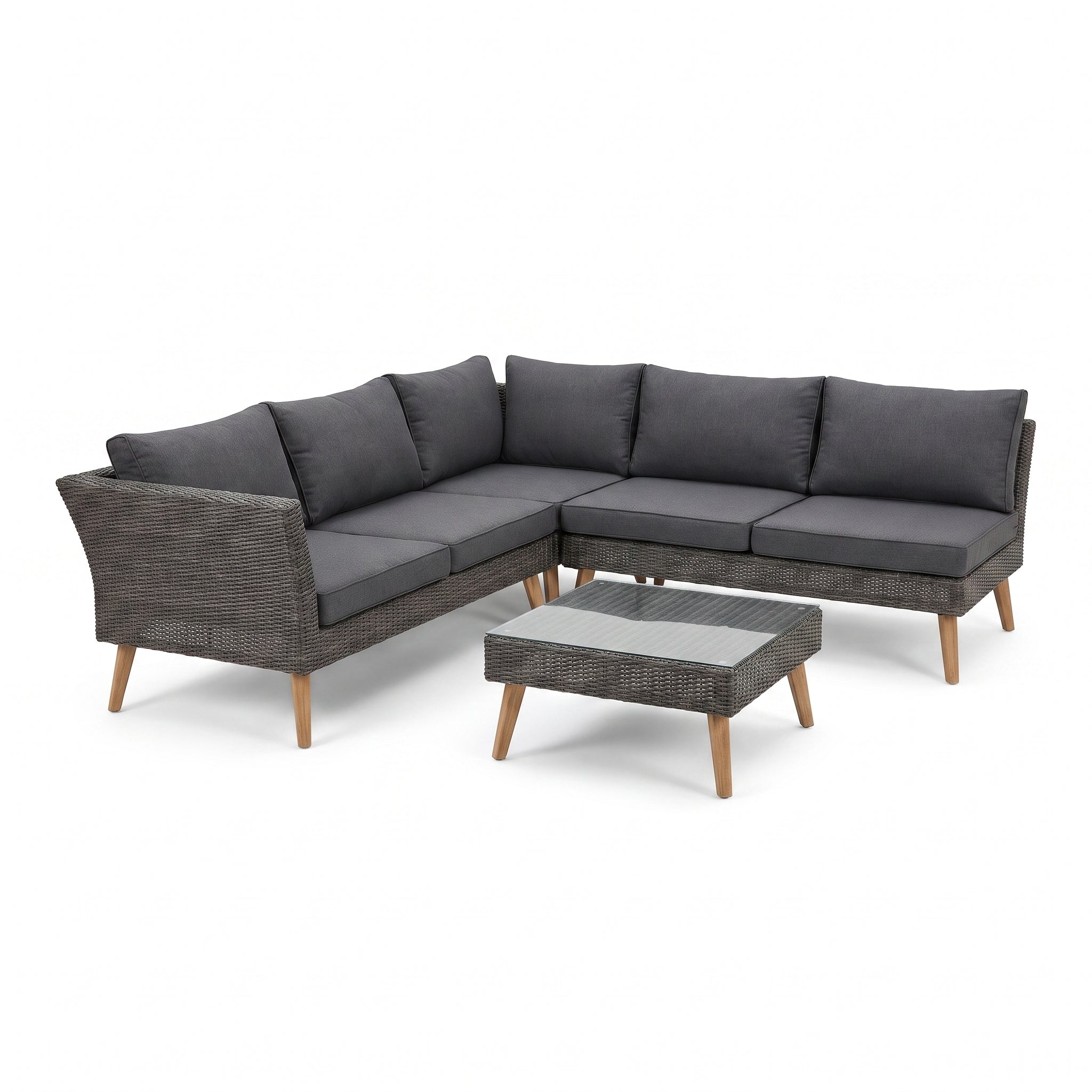 Milano Loungeset 3 zits + 2 stoelen - Anthracite in einem stimmungsvollen Garten - Outnest Gartenmöbel