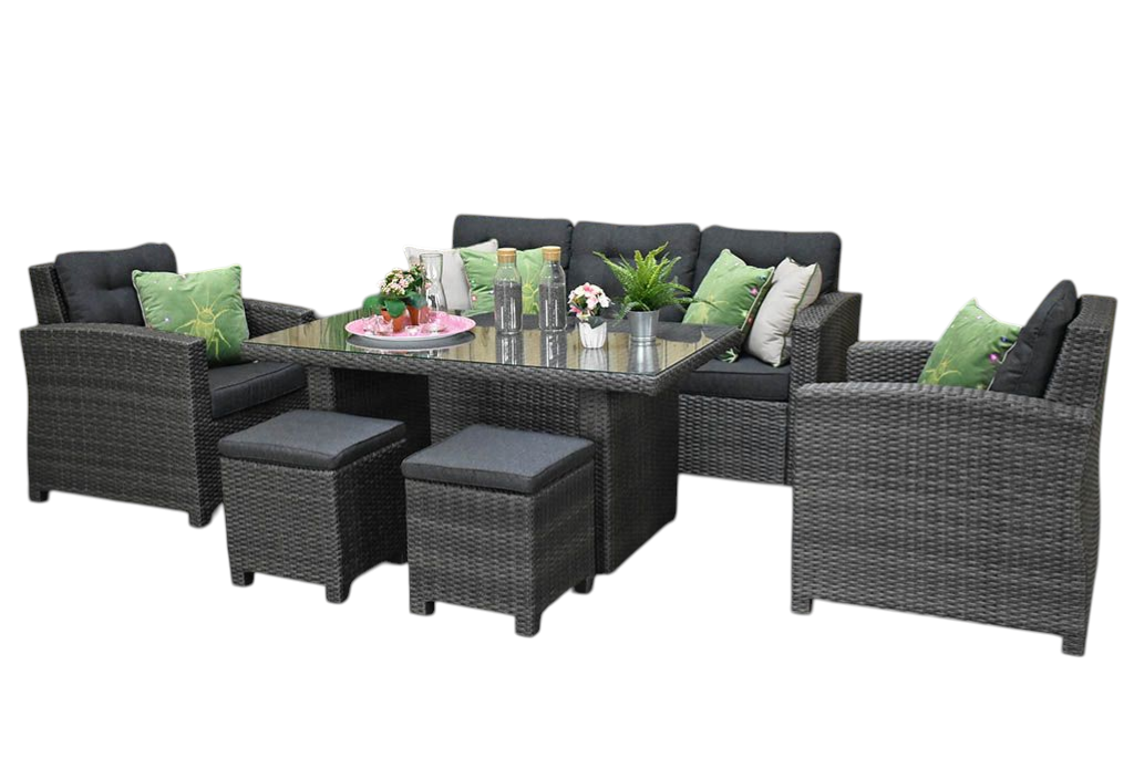 Minnesota Dining Loungeset - Glas / Dark Grey